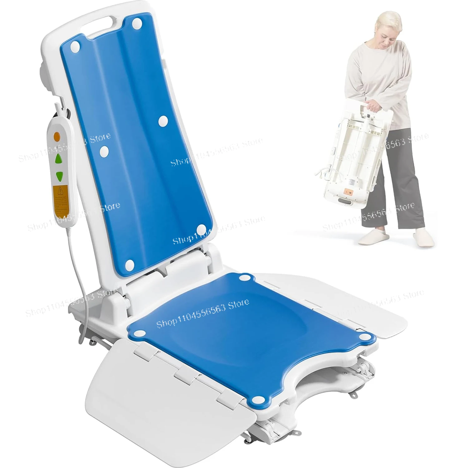 Electric Bathtub Lift Chair Waterproof Reclining Shower Seat for Elderly Height Adjustable Remote Control Patient Transfer Aid