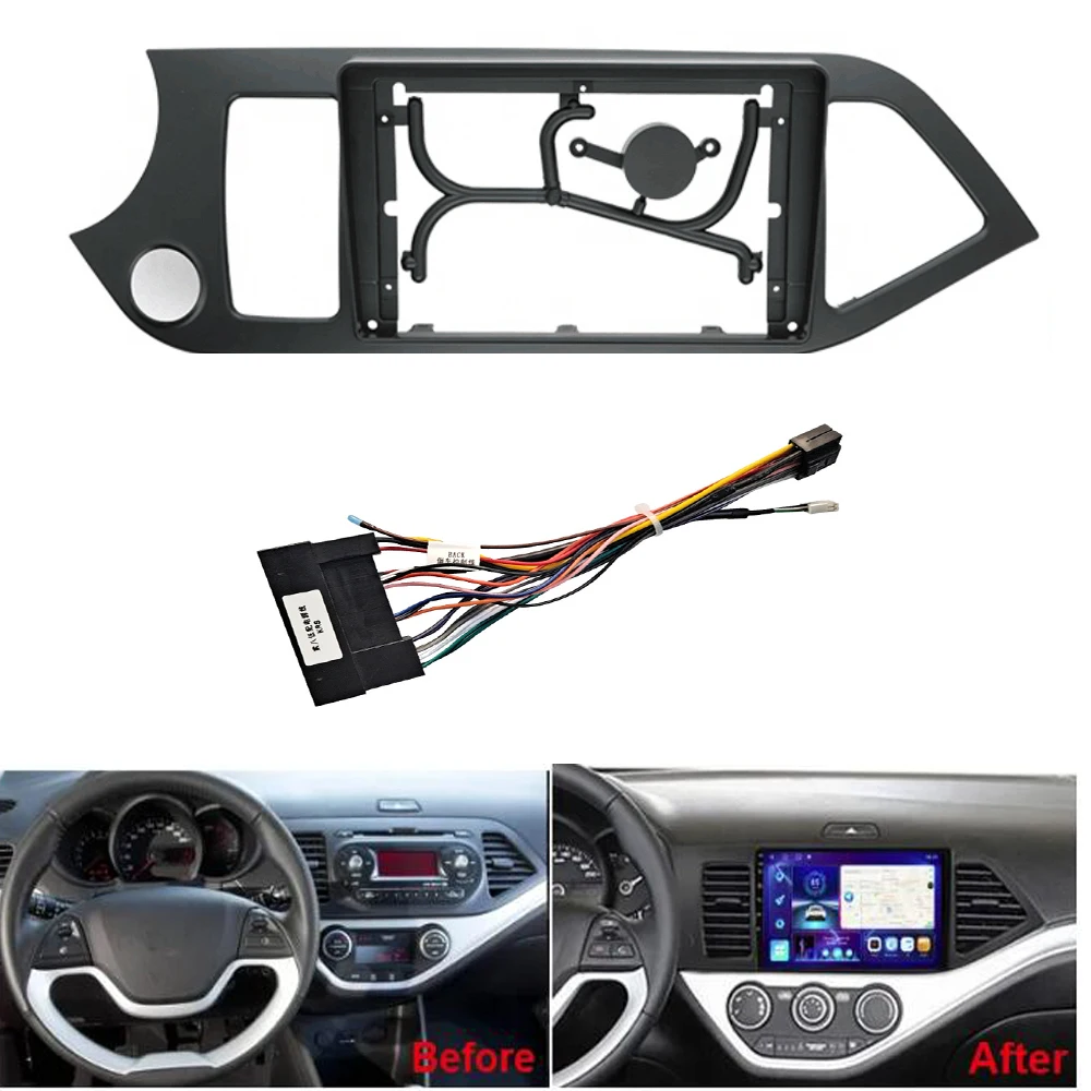 

9 Inch Car Radio Fascia For Kia Picanto / Morning 2011+ 2 Din DVD GPS MP5 Android Player Stereo Panel Dash Frame Installation