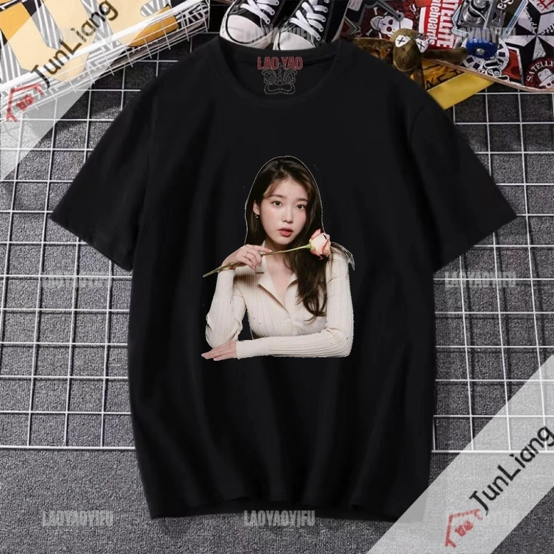 Iu Korean Fashion Woman Blouse 2023 Lee Ji Eun Y2k Tops Funny T Shirts Manga Kpop Zevity Aesthetic Clothing Cutecore T-shirts