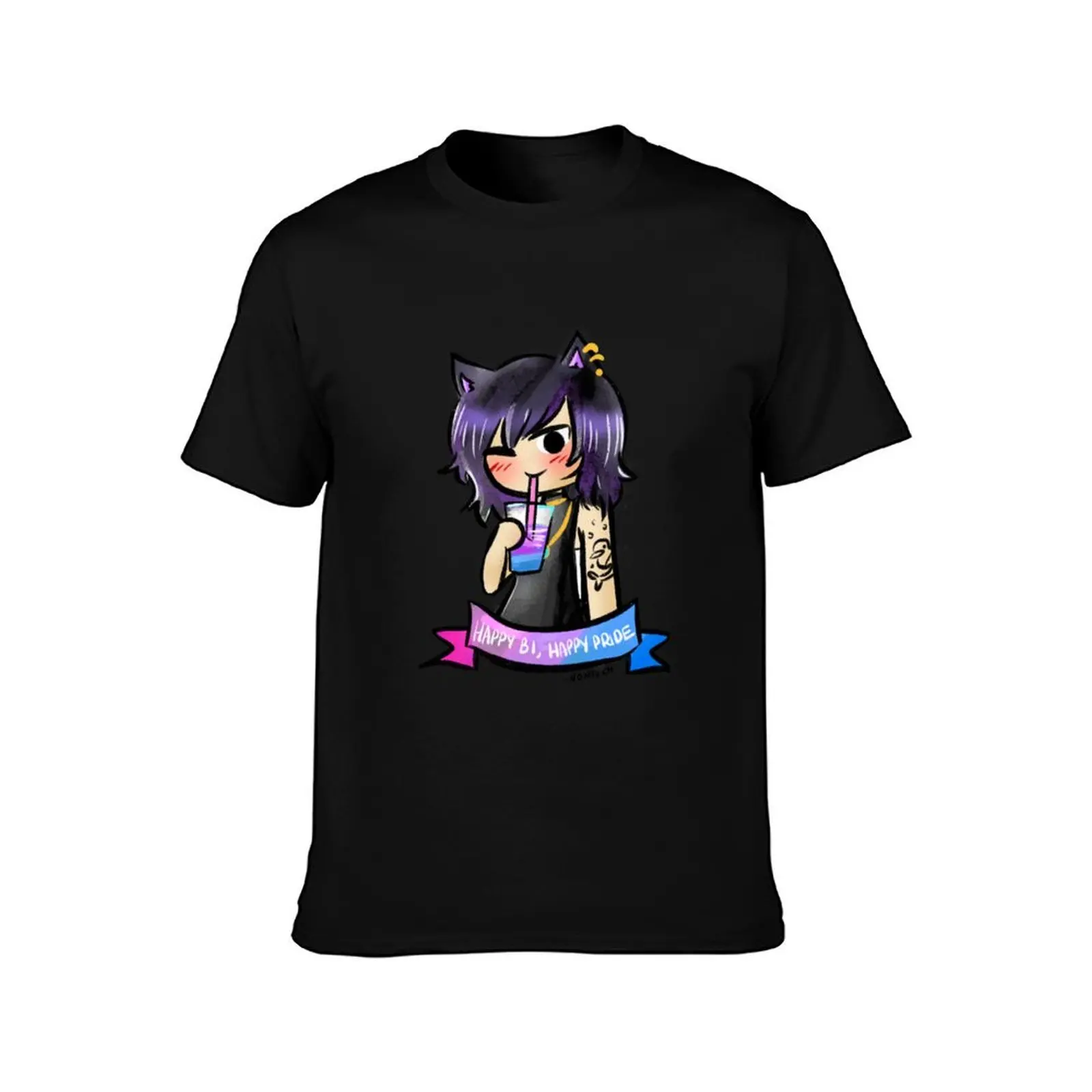 Happy bi Blake T-Shirt Summer Casual Cotton Tee Oversized Streetwear Tops Vintage Graphic Print Loose Fit Short Sleeve