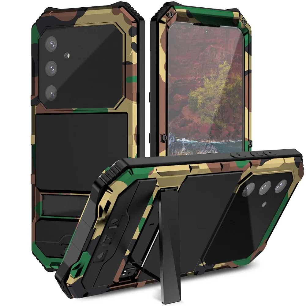 For Samsung Galaxy S25 S24 Fe Case Metal Heavy Duty Armor Shockproof Phone Cover With Built-in Screen Protection Cover Coque