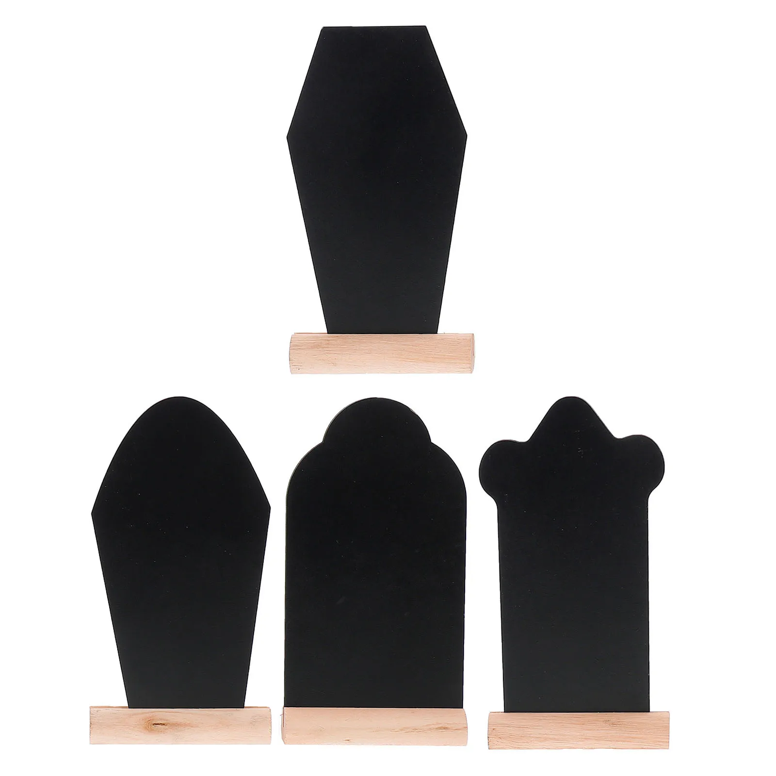 Tableau noir en pierre tombale de pâques, 4 pièces, planche à messages en forme de cercueil, signes décoratifs en bois, tableau d'écriture pour mémo de fête, cercueil en bois