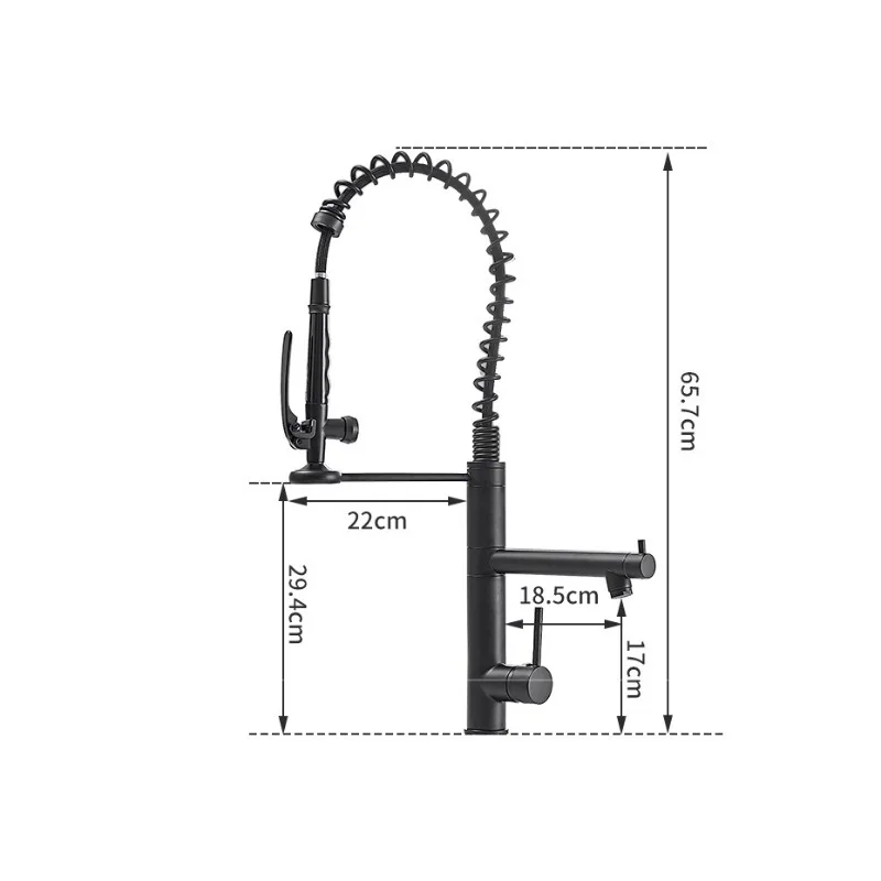 High End Kitchen Rotatable Pull-out Faucet Sink Dual Outlet Hot and Cold Water Single Hole Faucet Brushed Color