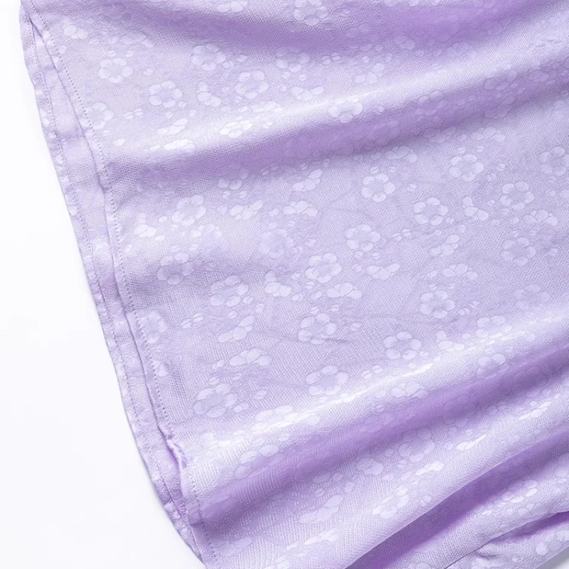 Birdtree verão 18mm 100% seda amoreira roxo camiseta, feminino jacquard lanterna manga o pescoço sólido camisa solta, 2025 novo t56017jf