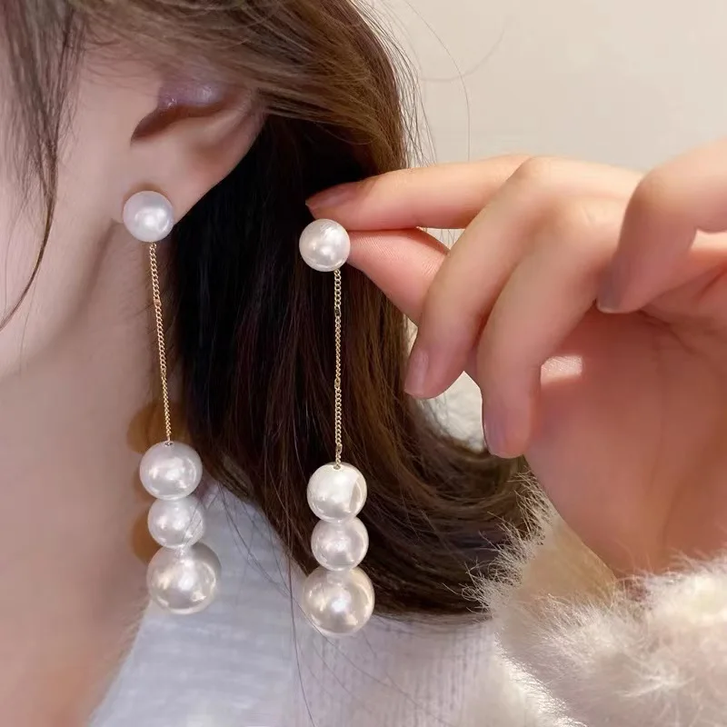 

DIY accessories Korean ins circle pearl fringed earrings simple high-end stud earrings niche design fashion temperament earrings
