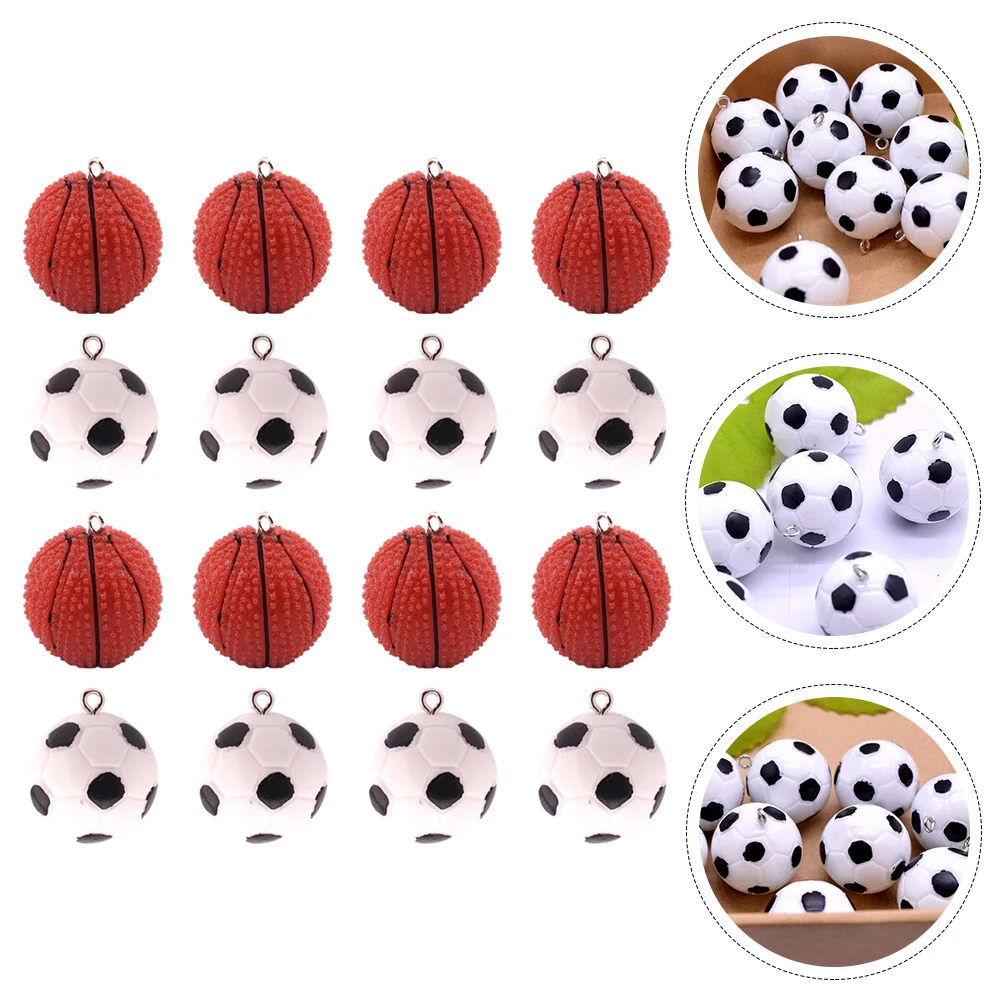 16 Uds. De dijes de balón de fútbol, colgante de baloncesto y fútbol, accesorios para hacer manualidades, pendientes