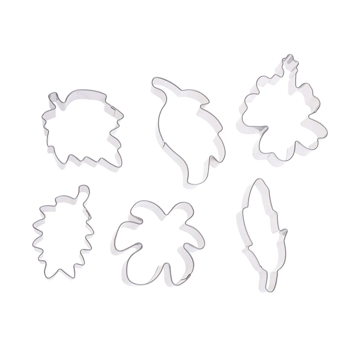 

6 pcs 430 Stainless Steel Cookie Molds Tree Leaves Shape Diy Baking Mold Non-Stick Anti-Rust Easy Demould Dessert Cake Chocolate