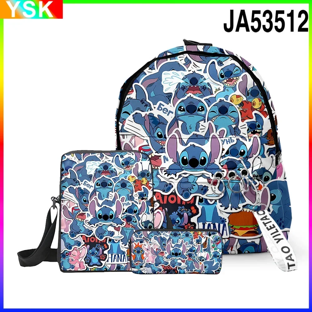 

3PC-SET Disney New Stitch Cartoon Pattern Printed School Bag Student Backpack Shoulder Pen Case Sports Backpack Fashion