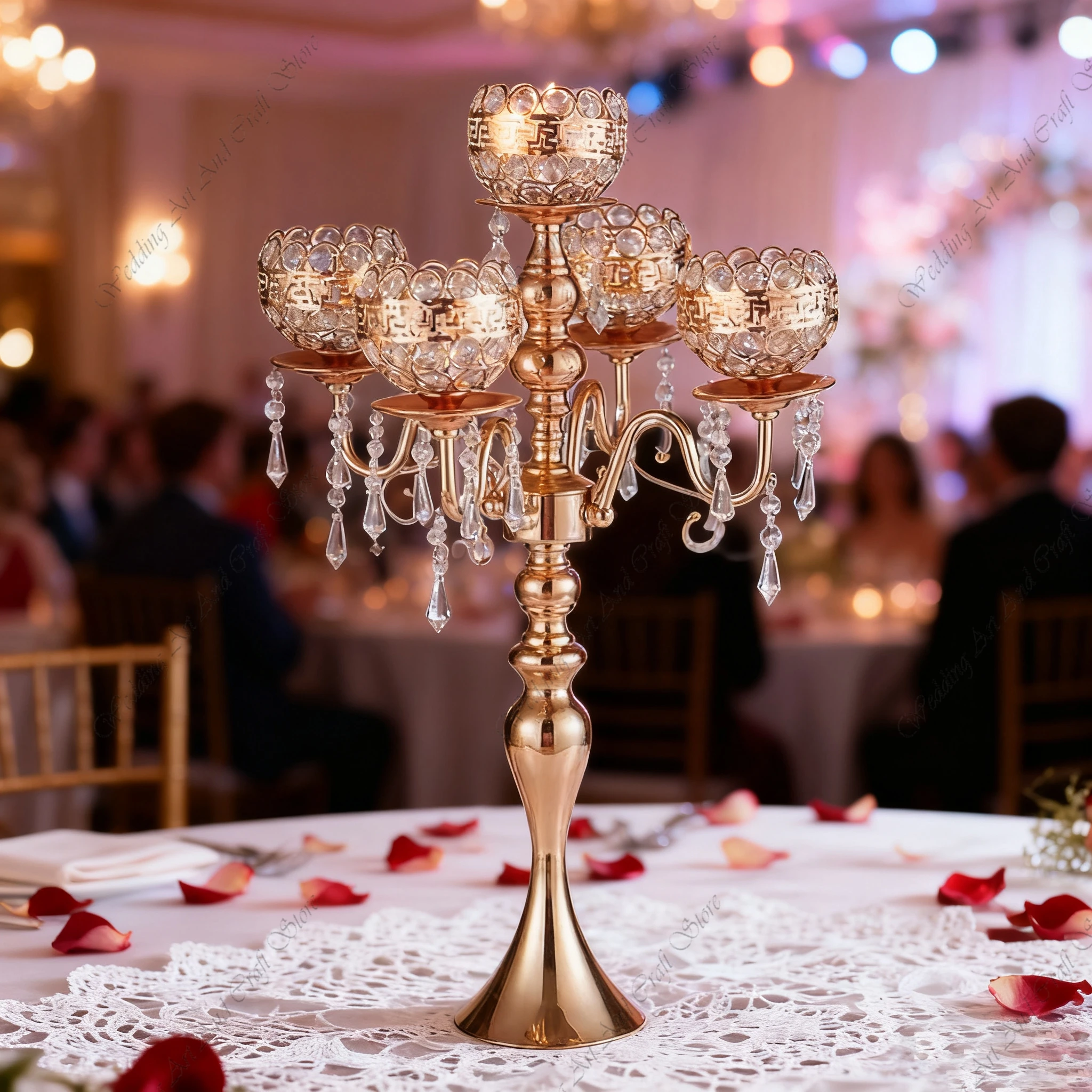 

10pcs f30 60-90 cm 5 Arm Metal Candle Holders for Wedding Decor Table Centerpiece Candelabra Road Lead Prop Candlestick iy262