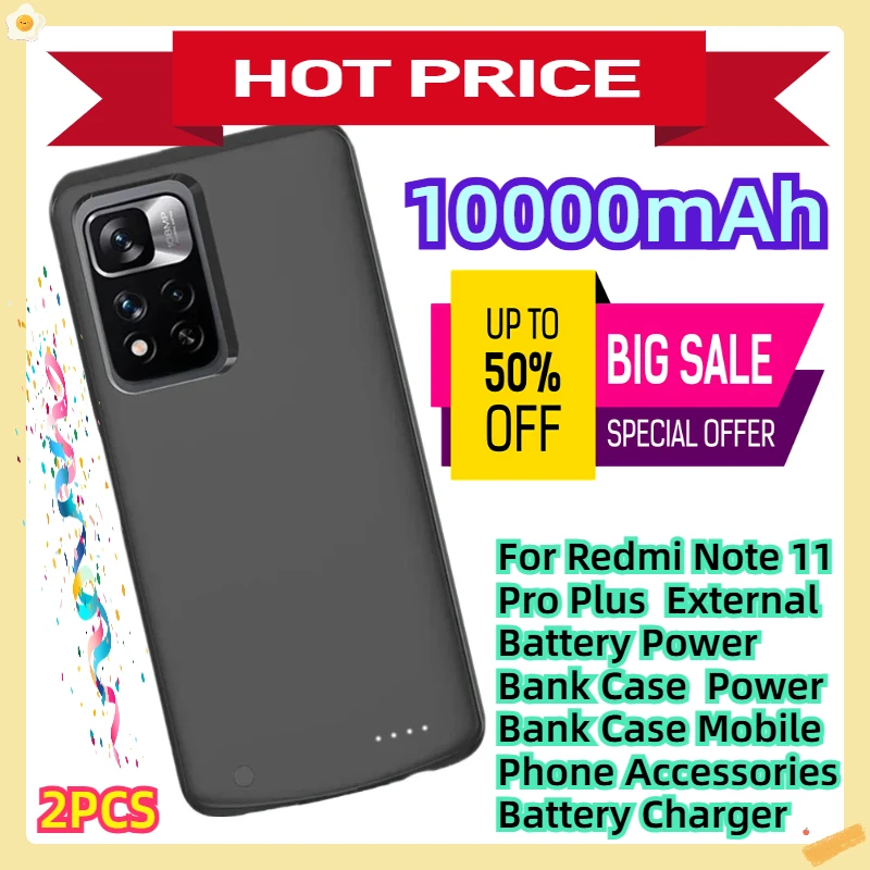 

For Redmi Note 11 Pro Plus External Battery Power Bank Case Power Bank Case 10000mAh Mobile Phone Accessories Battery Charger