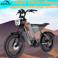 GUNAI-Y 1000W Electric Bicycle 100KM Mileage 20*4Inch Fat Tire Electric Bike 60KM/H 48V 18AH Battery 7Speed Mountain Adult Bike