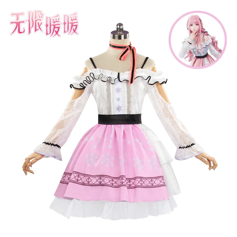 

Anime Nikki Cosplay Infinity Nikki Sweet Pink Lolita Dress Uniform Wig Set Halloween Party Outfit for Women SKIRTS