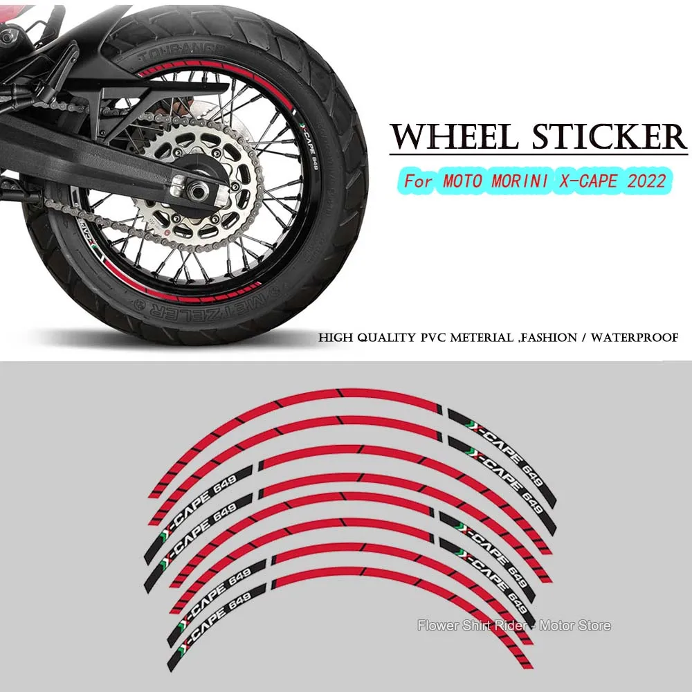 

For MOTO MORINI X-CAPE 2022 Motorcycle Wheel Sticker Waterproof Hub Decal Rim Stripe Tape 17" 19"