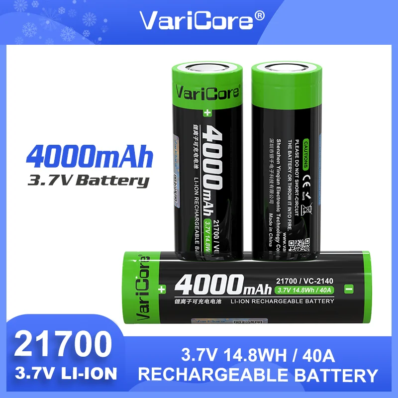 

1-20PCS VariCore VC-2140 3.7V 4000mAh 21700 High-capacity Rechargeable Lithium BatteryFor Flashinglight