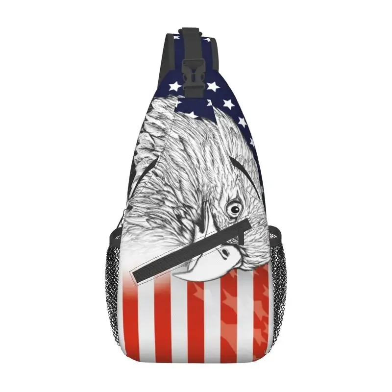 Casual National USA Flag American Eagles Sling Bag for Traveling Men Crossbody Chest Backpack Shoulder Daypack