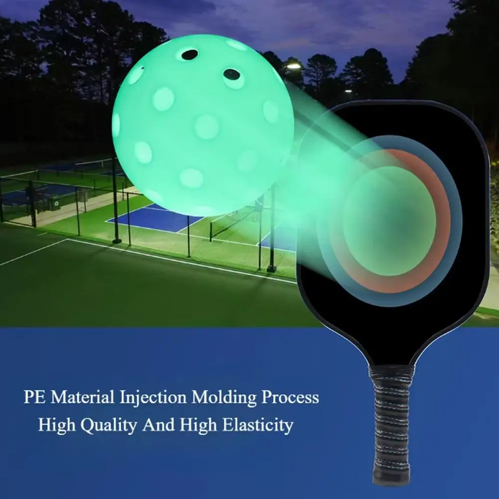 Luminous Pickleball 74MM Durable 40 Holes Elastic Tennis Glow In The Dark Indoor Outdoor Competition Pickleball Balls 3Pcs