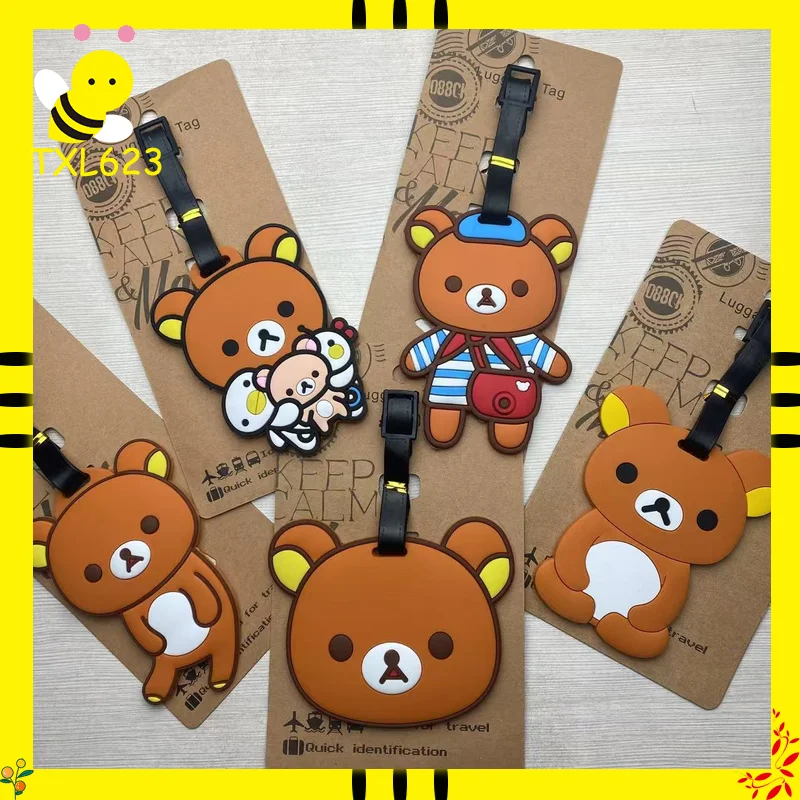 

Универсальный мультяшный брелок-идентификатор Rilakkuma из мягкого ПВХ для багажа, держатель для имени и адреса, подвеска для дорожных сумок и чемоданов для путешественников