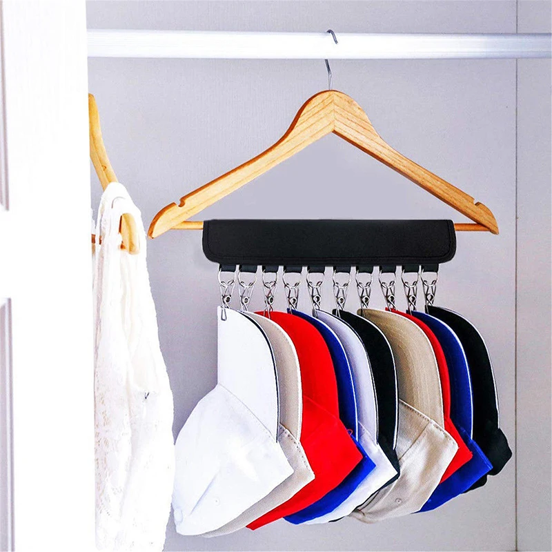 Foldable Hat Towel Hanger Hanging Rack Magic Binding Fabric Cap Hangers With Stainless Steel Clips Wardrobe Clothing Organizer