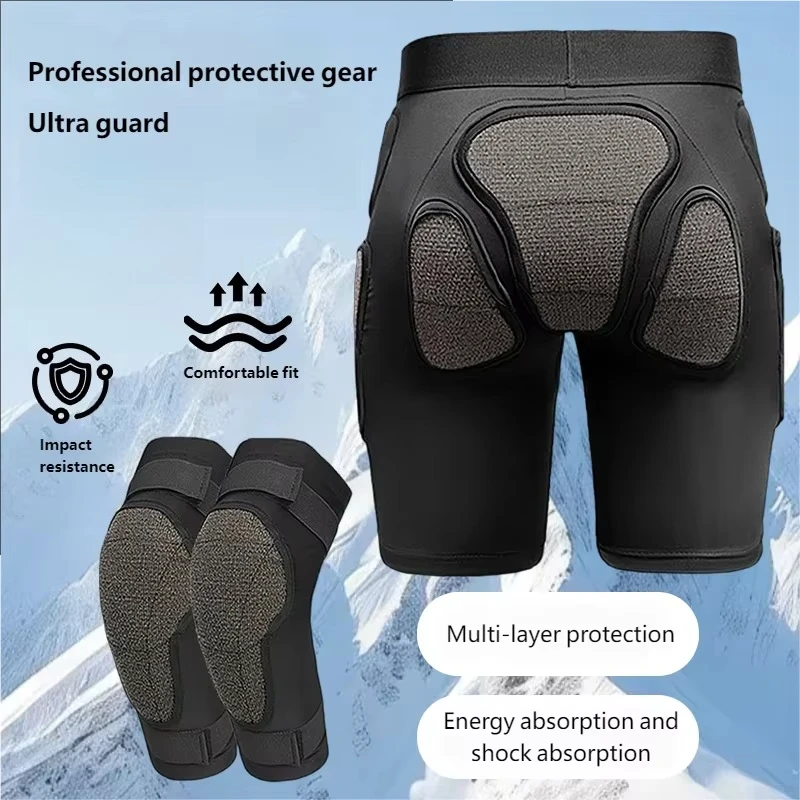 Breathable Nylon Winter Ski Equipment Tight Fit Inner Wear Ass Pad Anti-Fall Pants Hip Knee Protectors Set Sports Safety