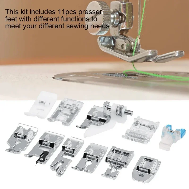 

11pcs/set Household Sewing Machine Accessories Quilting Zipper Walking Foot Presser Feet Kit Rolled Hem Curling Parts