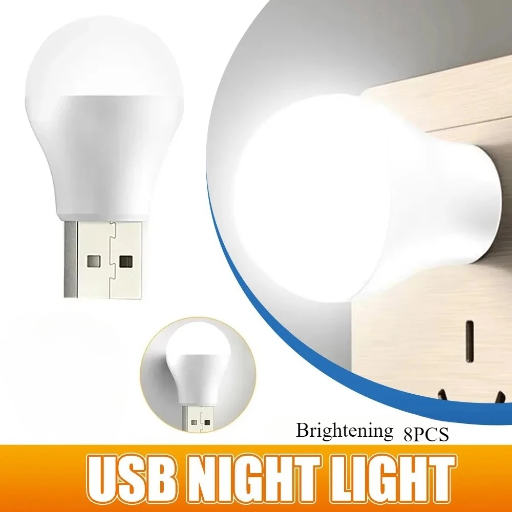 

Brightening Mini Night Light Simple and Stylish Portable USB Light 8pcs Bedroom Night Light LED Round Light Portable Night Light