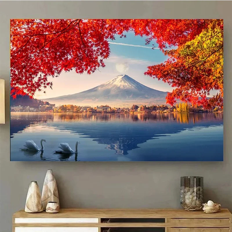 Multiple sizes 1pc frameless Canvas Painting,Japan Landscape Poster and Prints Modern Tokyo Japan City Night Travel Mount Fuji C