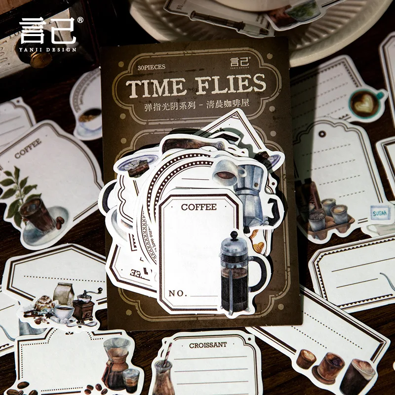 30pcs/lot Kawaii Stationery Stickers time flies by Diary Decorative Mobile Stickers Scrapbooking DIY Craft Stickers