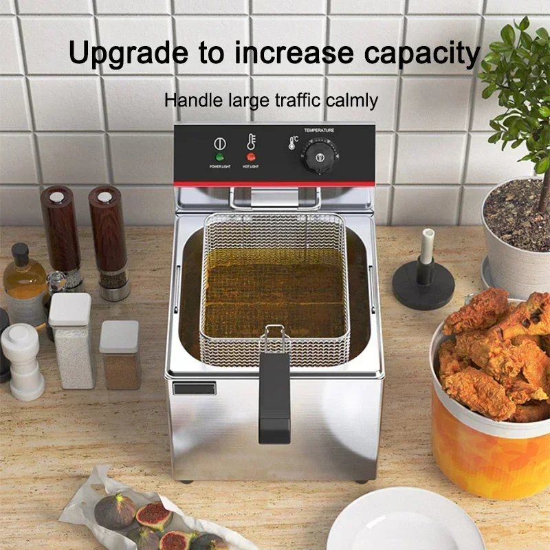 French fry machine single tank large capacity electric fryer electric fryer desktop 220v electric fryer fried chicken hamburger