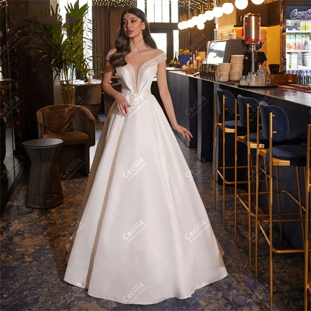 Charming Wedding Dresses Vintage Bridal Gowns Beading Appliques Off The Shoulder Robes For Formal Party Pretty Vestidos De Novia