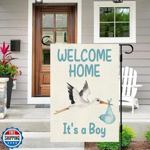 DLZDN Welcome Home Baby Boy Garden Flag Baby Shower Garden Flag 12×18 Inch Do EYY IIX SSL