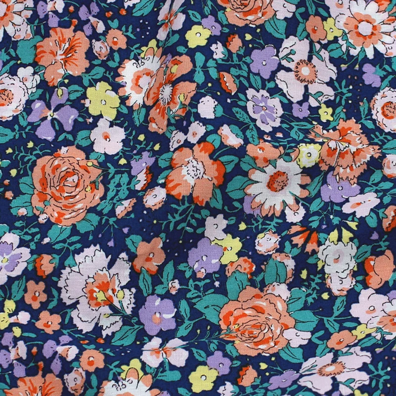New Pure Cotton Small Floral Fabric 40s Plain Cotton Clothing Dress Shirt Fabric Summer Thin by Half Meter