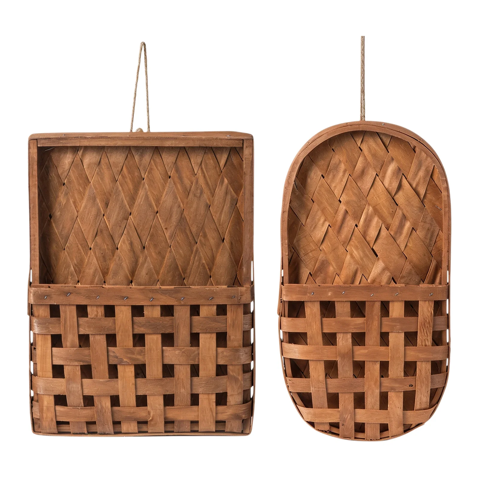 Decorative Storage Organizers Boho Wall Decor Hanging Rope Wooden Storage Container for Entryways and Living Rooms