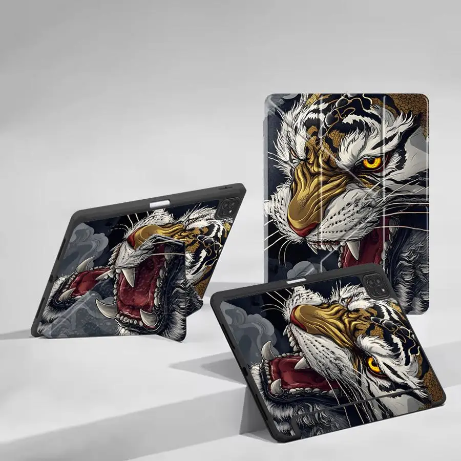 

Чехол-подставка Cool Tiger для планшетов iPad Pro 2025, Air 4, 5, M3, M2, 1, 2, M4, 11 дюймов, Pro 11-го, 10-го, 9-го, 8-го, 7-го поколений, 12.9 дюймов, Mini 6, 7