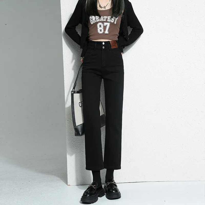 High Waist Straight Leg Denim Jeans Women's plus Size Bla Slimming Nine Tube Pants Autumn New Arrival Cotton Jeans