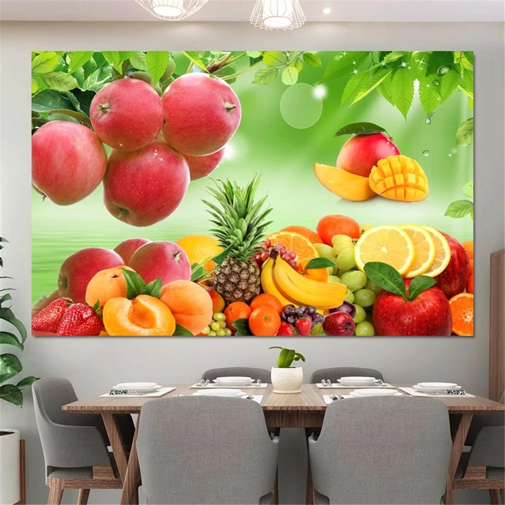 Custom photo mural apple wallpaper Fresh fruit vegetables for restaurant kitchen muras backdrop papel parede jujube wall paper