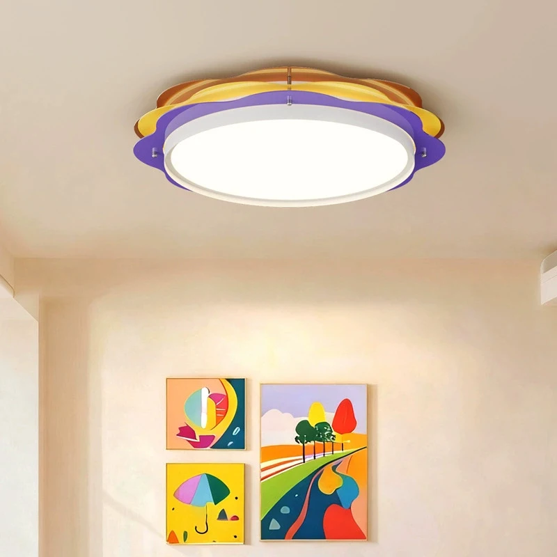 Memphis Color Children's Room Ceiling Lamps LED Round Hamburg Lamp Modern Warm Boy Girl Bedroom Nursery Baby Room Ceiling Lights