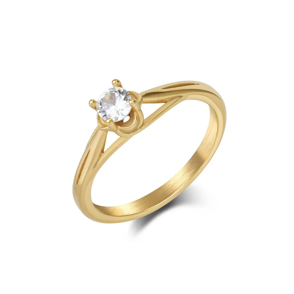 

5 pcs Hot Sale Fashion Proposal Ring Stainless Steel Women Jewelry Inlaid Zircon Exquisite 18K Gold Ring for Wedding
