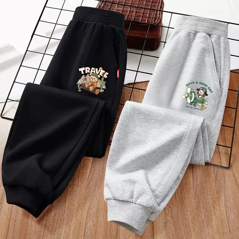 Little Bear Cartoon Lange Hosen für Kinder Frühling und Herbst Sporthose Baby Jungen Mädchen Baumwolle Sweetpants 3-14T