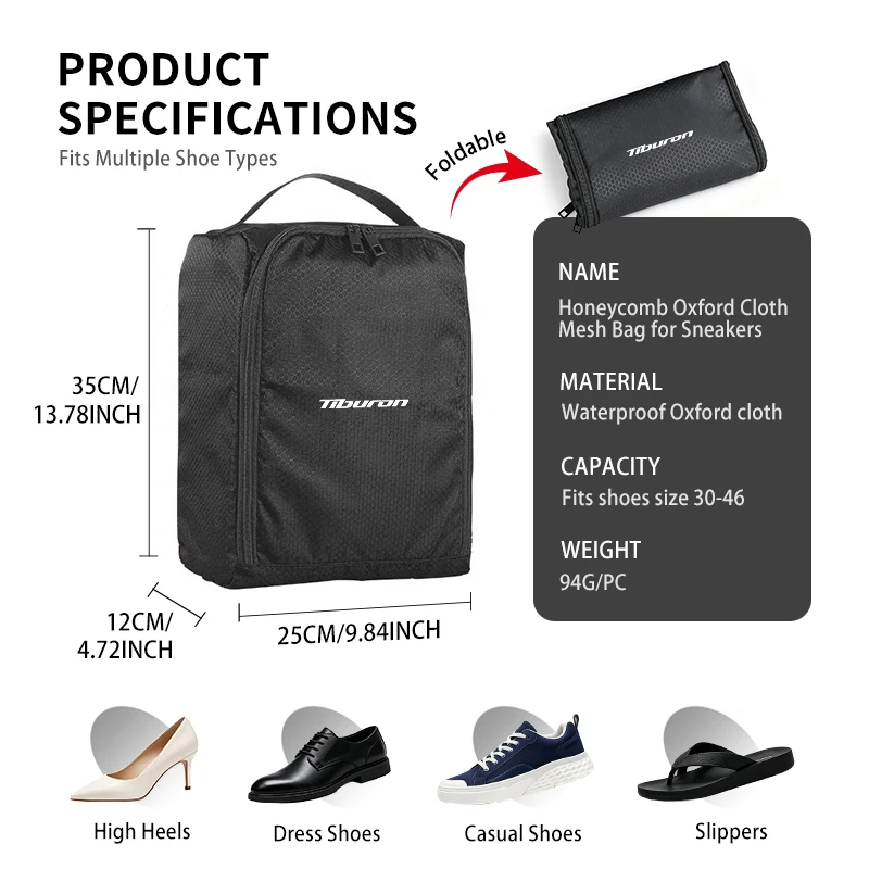 Car Logo Oxford Cloth Shoe Bag Portable Storage Shoes Pouch For Hyundai Tuscani Tiburon I30 I20 IX35 I40 Tucson Sonata Velost - view 6