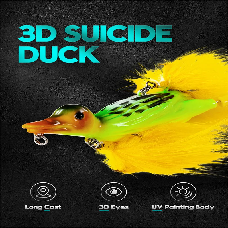 1 PCS 3D Suicide Duck Fishing Lures 10.5cm28g Topwater Fishing Lure Floating Artificial Bait Plopping and Splashing Feet