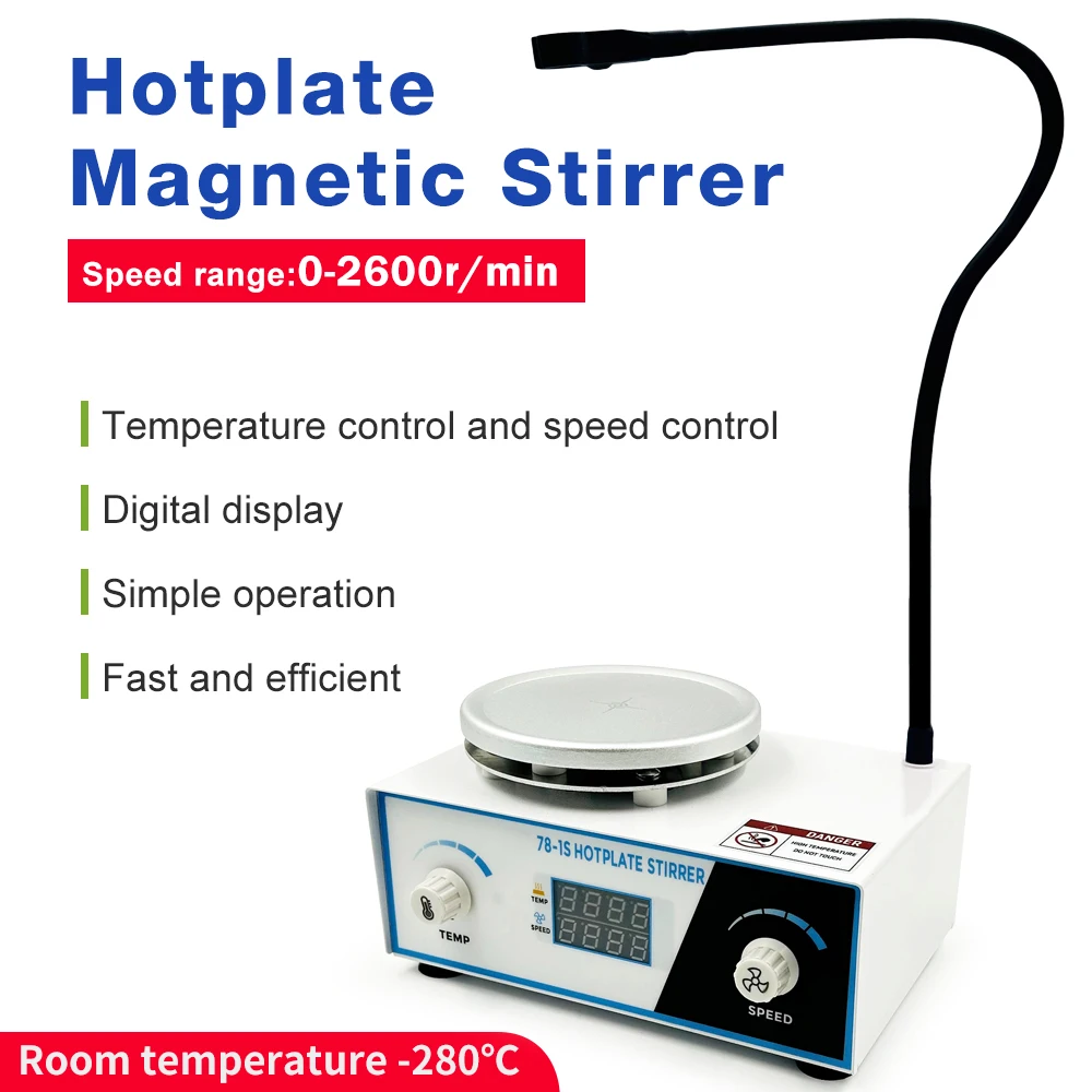 2L Heating Magnetic Stirrer Lab Thermostatic Table Standing Heating Plate Mixer 0-2600rpm Speed Control LED Digital Display