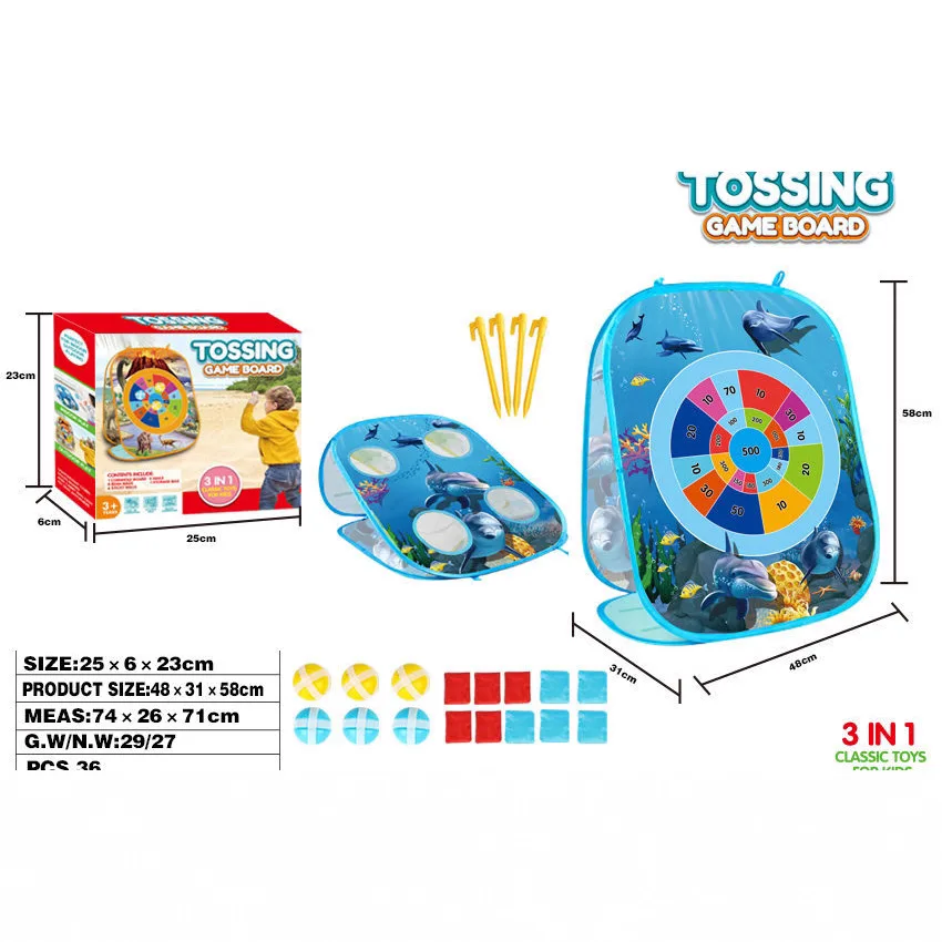 Zandzakwerpen gooien, zandzakken gooien in cirkels speelgoed ouder-kind PK kinder gooien dart tent kleuterschool sport spel