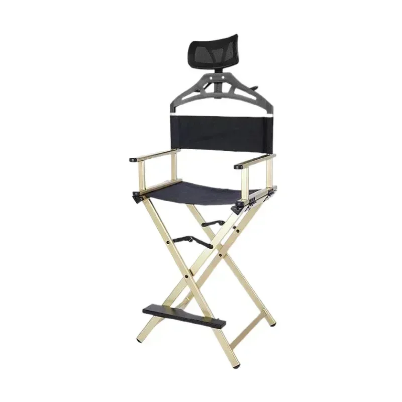 Modern Portable Aluminum Director Chair with Headrest - Portable Makeup Artist/Manager Folding Chair for Better Rest