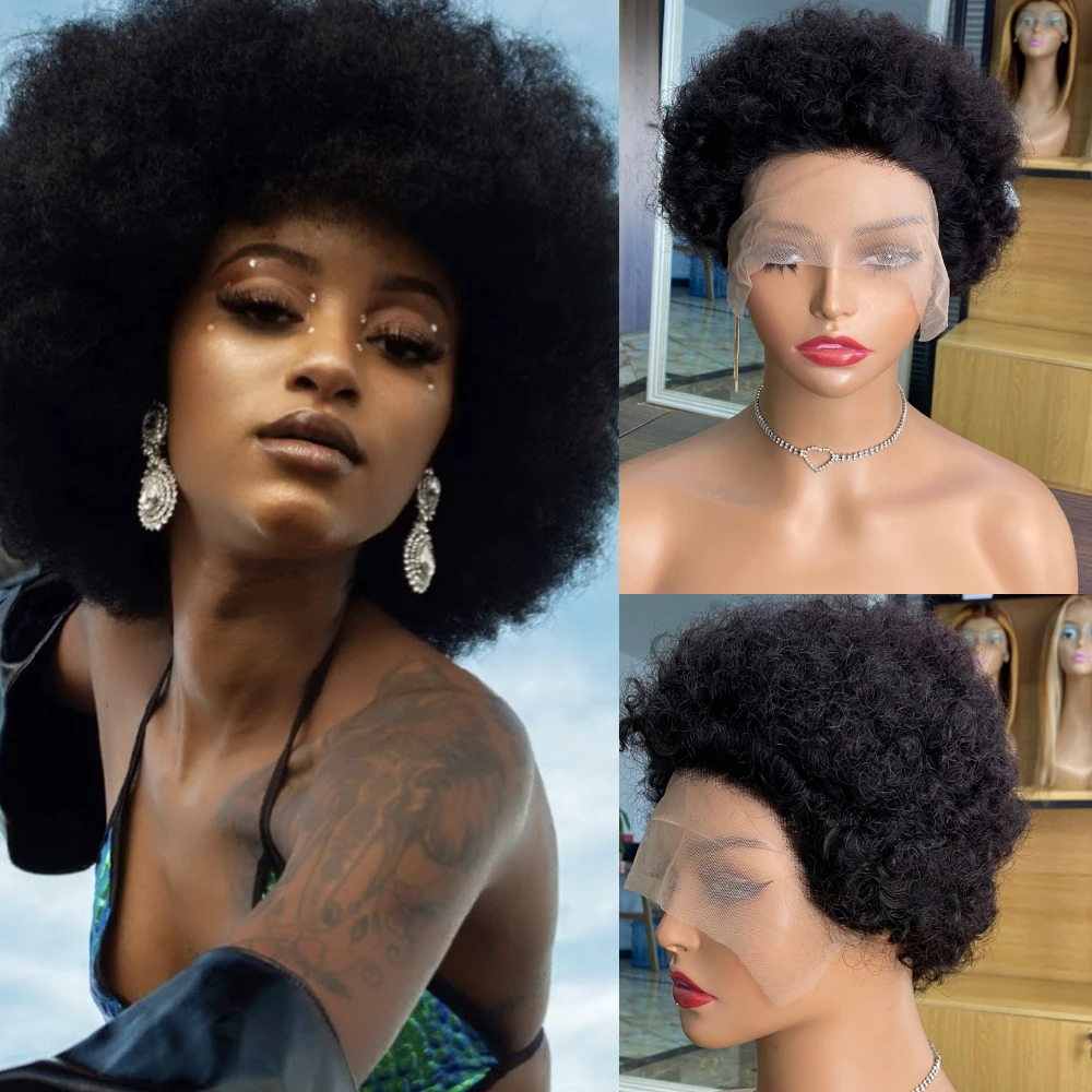 

Afro Kinky Curly Lace Wigs Human Hair Short Fluffy African Wig For Black Women 1/3/5/10 Pieces In Stock Brazilian Wig On Sale