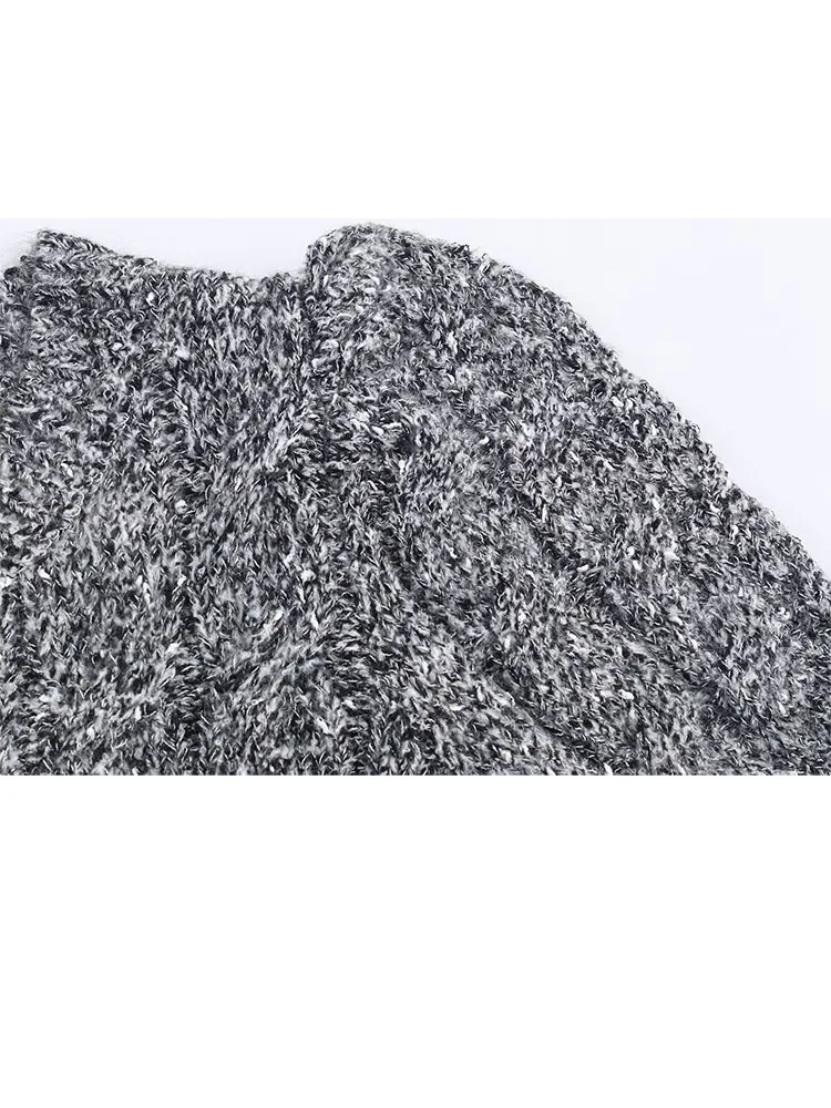 Hh mulher nova moda inverno puff mangas curtas único breasted jaqueta de malha feminina casual estilo rua camisola casaco