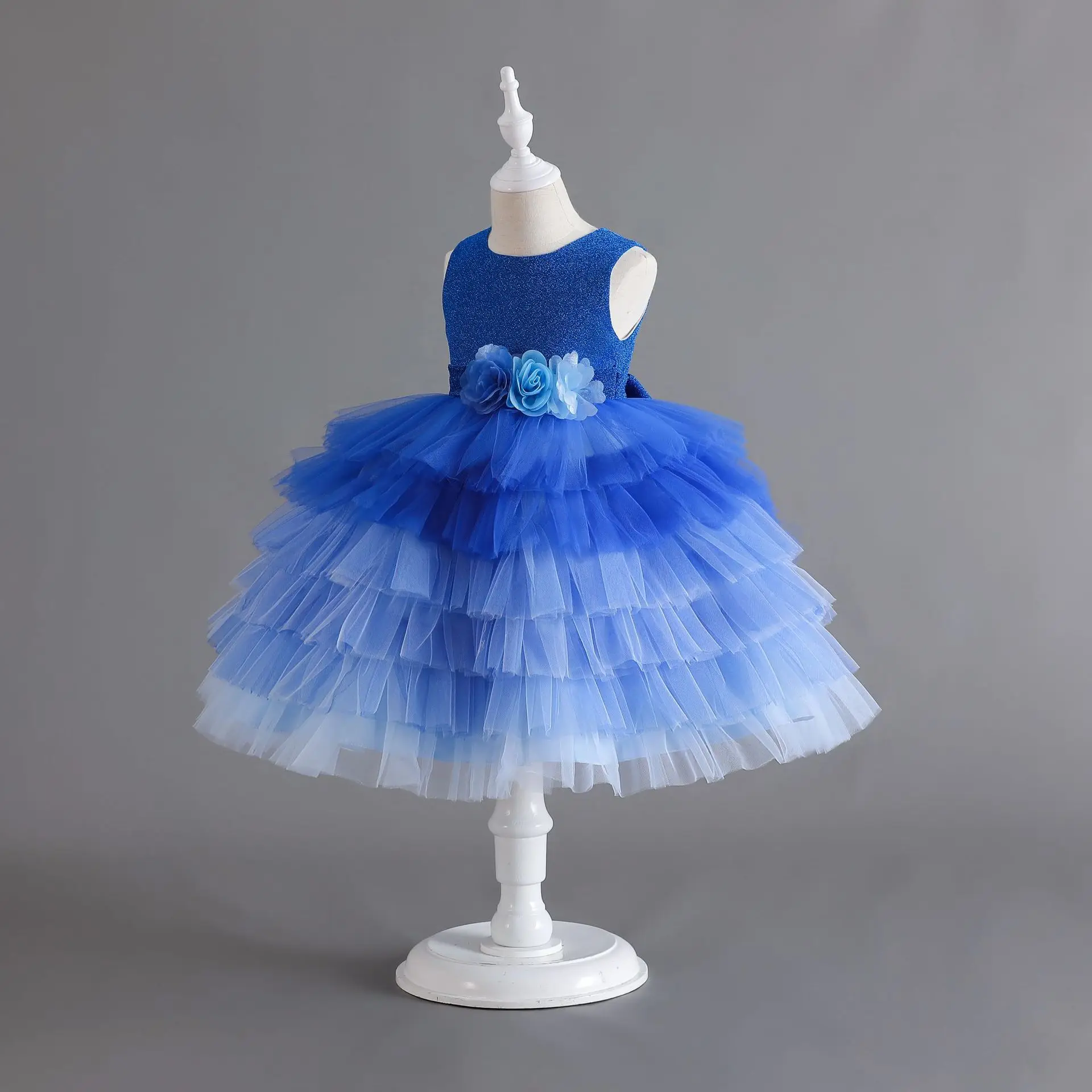 Elegant Girls Party Dresses Festive Sleeveless Layered Prom Dress Flower Girl Dresses For Weddings Children's Princess Dress