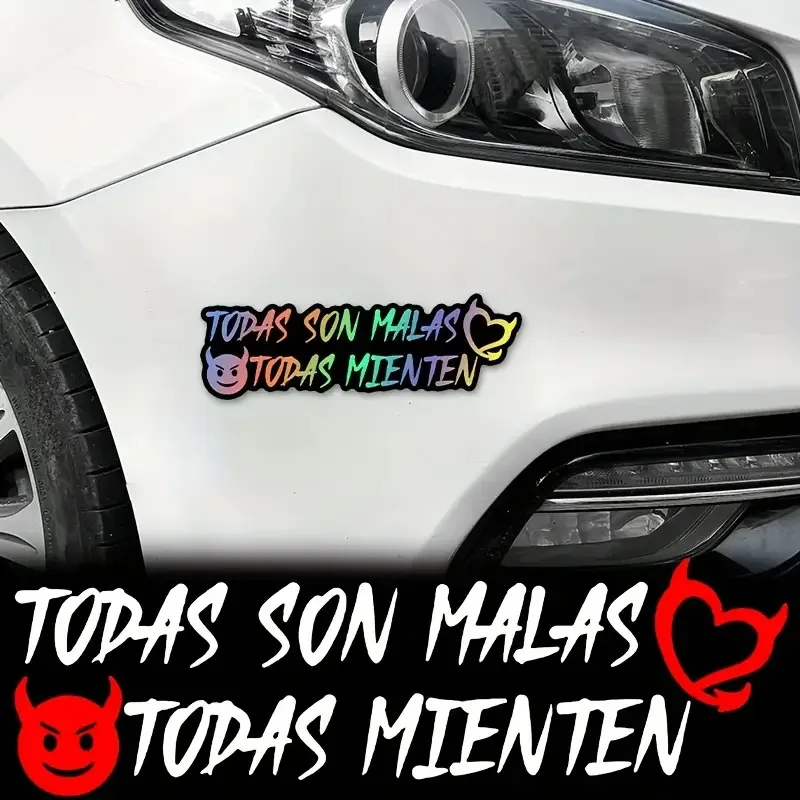 

1PC 2D Flat Fun Spanish Heartbreak Text Combo Waterproof Durable Vinyl Decal for Motorcycle Helmet Car Bumper Windshield Laptop