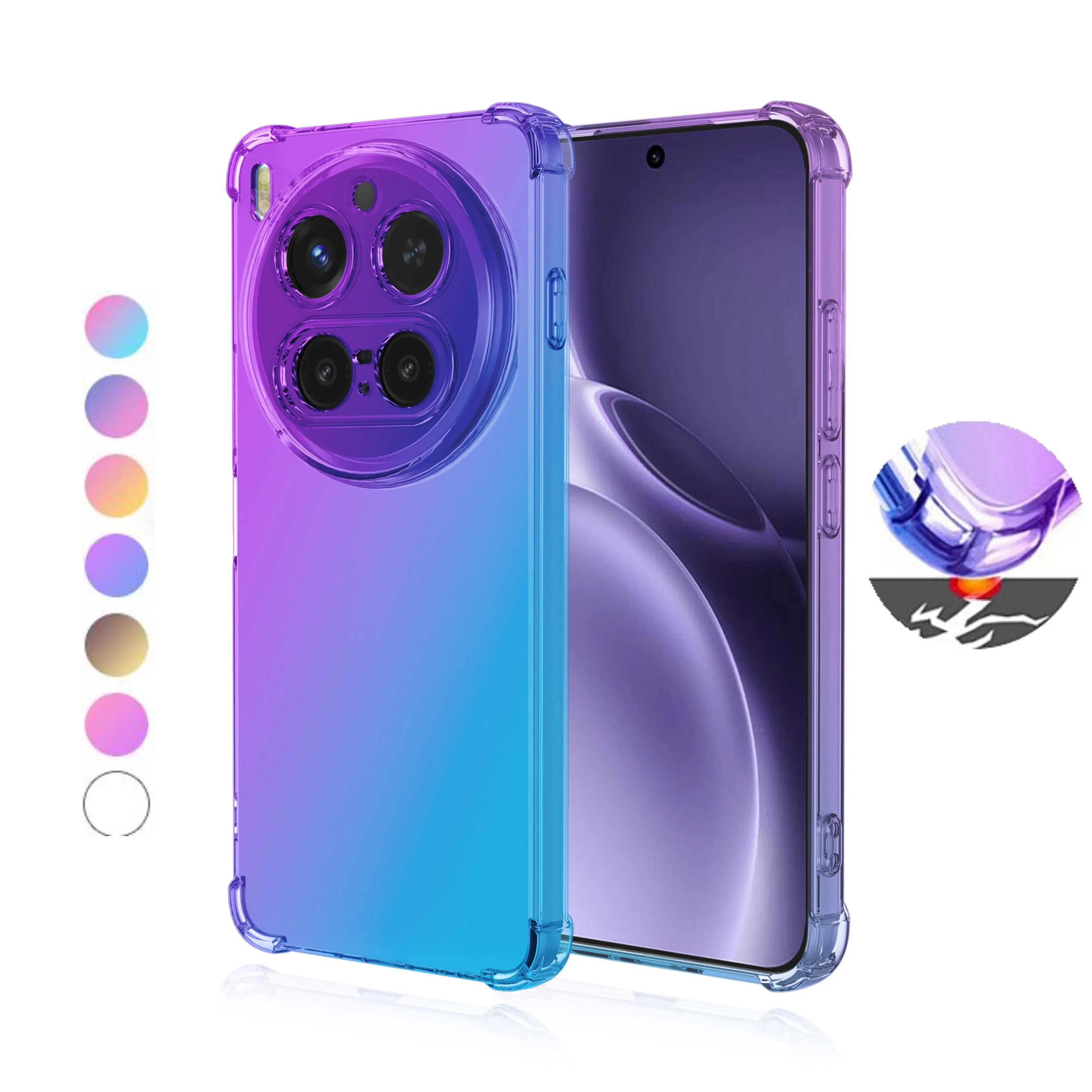 Four-corners Shockproof Gradient TPU Case for Vivo X300 Pro Protective Clear Cover Capa Shell Fundas
