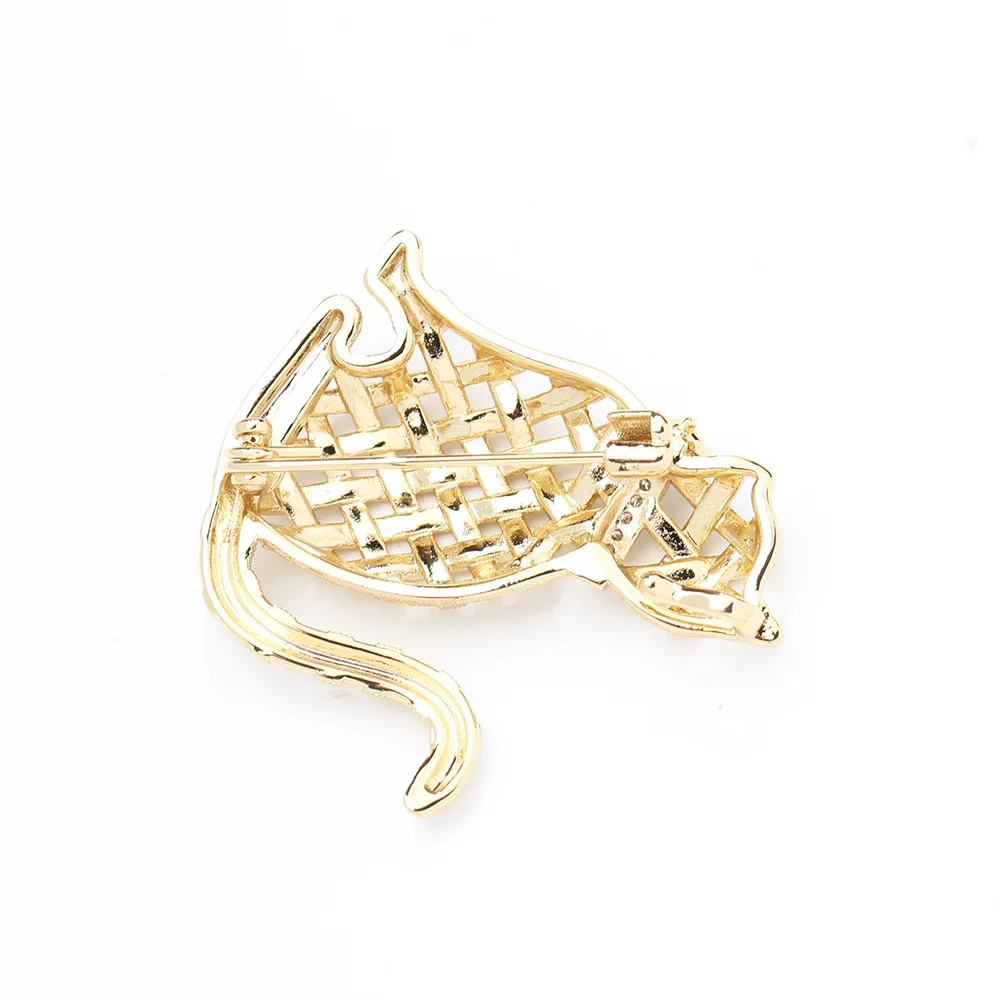 Design Sense Compilation Gold Kitten Brooch Cute Versatile Delicate Diamond-encrusted Animal Pet Cat Pin Women's view 4