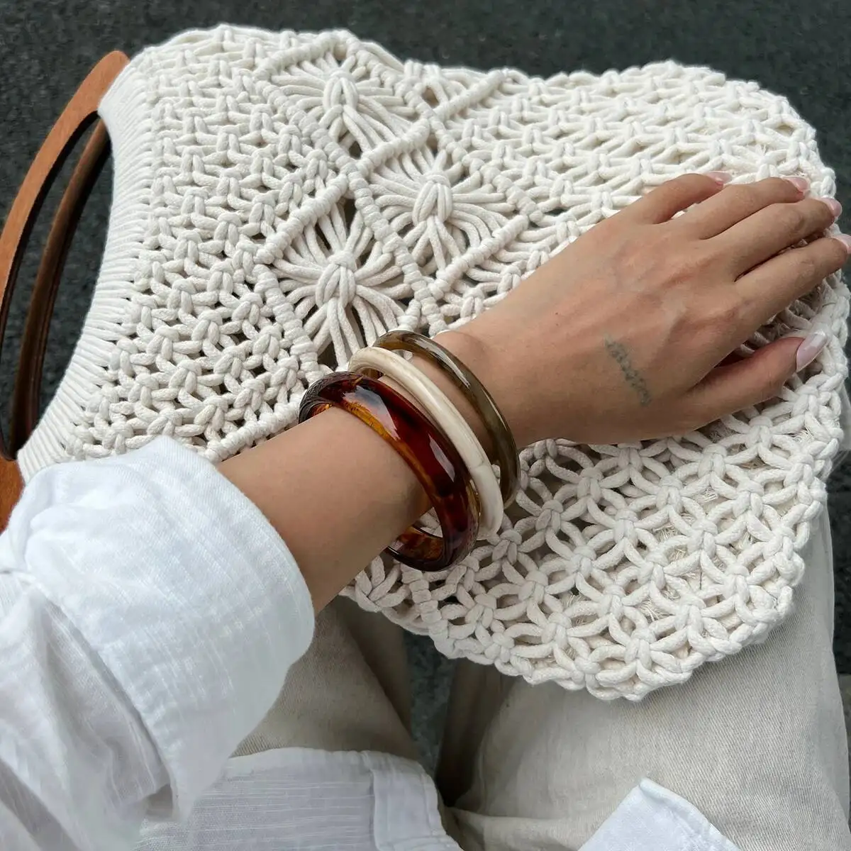 Ingemark 3-Styles Boho einfache Harz-Kunststoff-Armbänder für Frauen, modisches Statement, Vintage, runde geometrische Armreifen, täglicher Schmuck – Detail 1